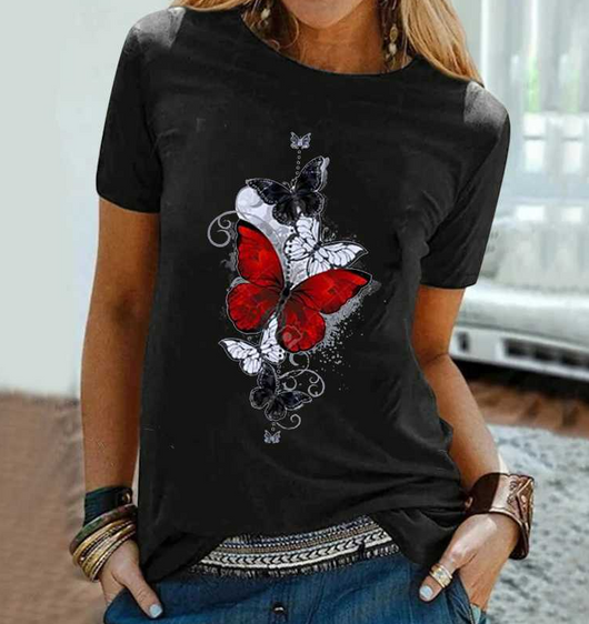 Blusa Estampado Mariposas Manga Corta Holgada - Image 11