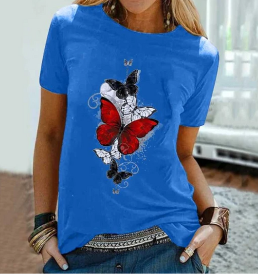 Blusa Estampado Mariposas Manga Corta Holgada - Image 3