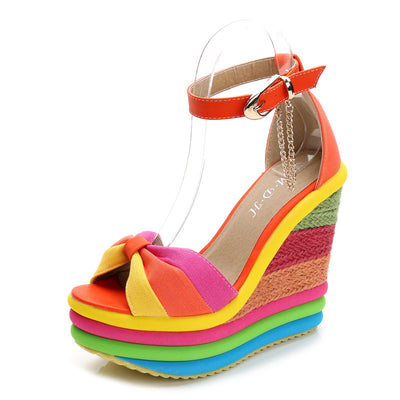 Zapatos de Cuña con Detalle Arcoíris para Mujer