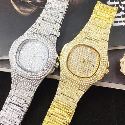 Reloj de Lujo Dorado con Diamantes Brillantes para Hombre - Image 18