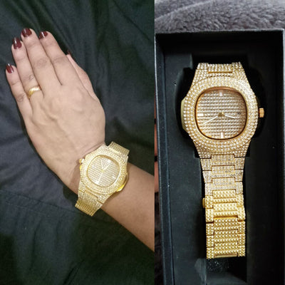 Reloj de Lujo Dorado con Diamantes Brillantes para Hombre - Image 16
