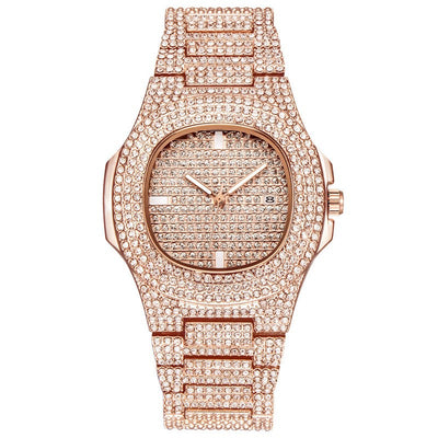 Reloj de Lujo Dorado con Diamantes Brillantes para Hombre - Image 11