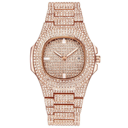 Reloj de Lujo Dorado con Diamantes Brillantes para Hombre - Image 11