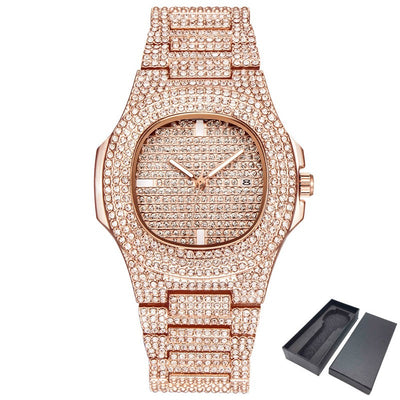 Reloj de Lujo Dorado con Diamantes Brillantes para Hombre - Image 4