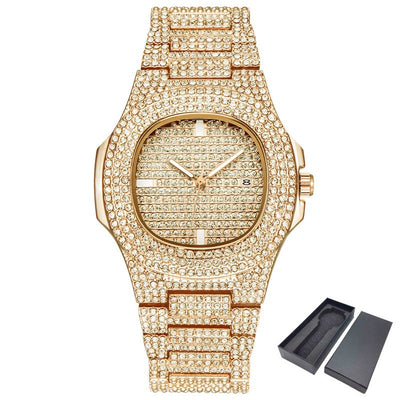 Reloj de Lujo Dorado con Diamantes Brillantes para Hombre - Image 5