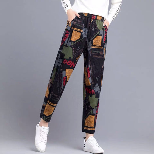 Pantalones Harem Sueltos Estampados de Corte Carrot - Image 7