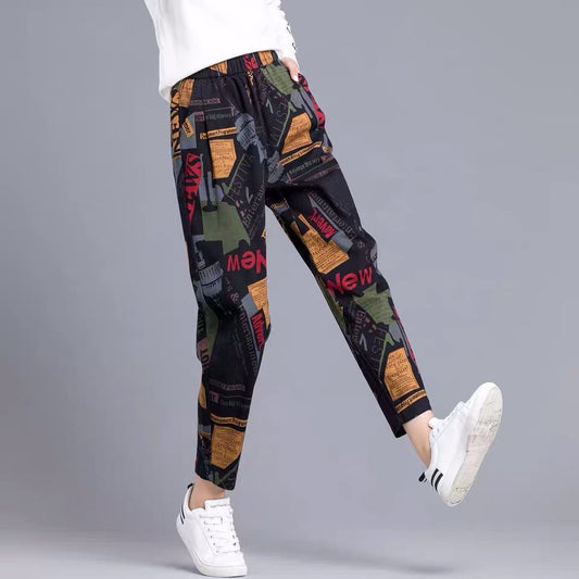 Pantalones Harem Sueltos Estampados de Corte Carrot