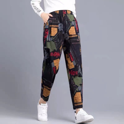 Pantalones Harem Sueltos Estampados de Corte Carrot - Image 5