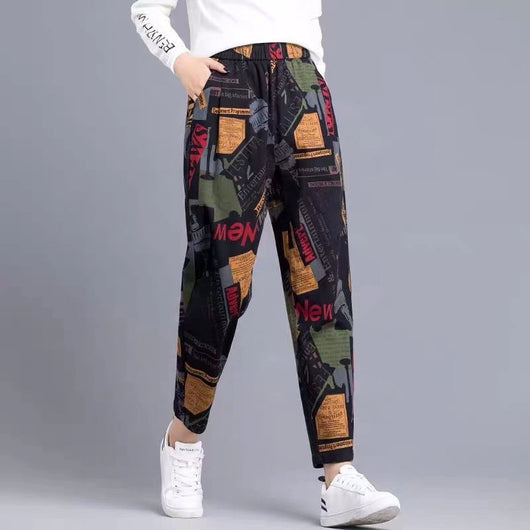 Pantalones Harem Sueltos Estampados de Corte Carrot - Image 5