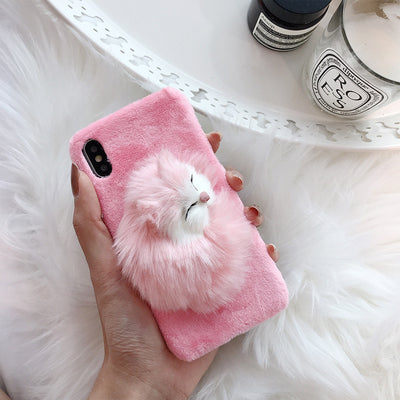 Funda para Celular Térmica Peluda con Calentador de Manos para Chicas