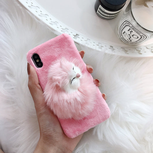 Funda para Celular Térmica Peluda con Calentador de Manos para Chicas