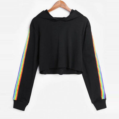 Sudadera Crop Hoodie Mujer Rayas Arcoíris - Image 11