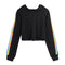 Sudadera Crop Hoodie Mujer Rayas Arcoíris