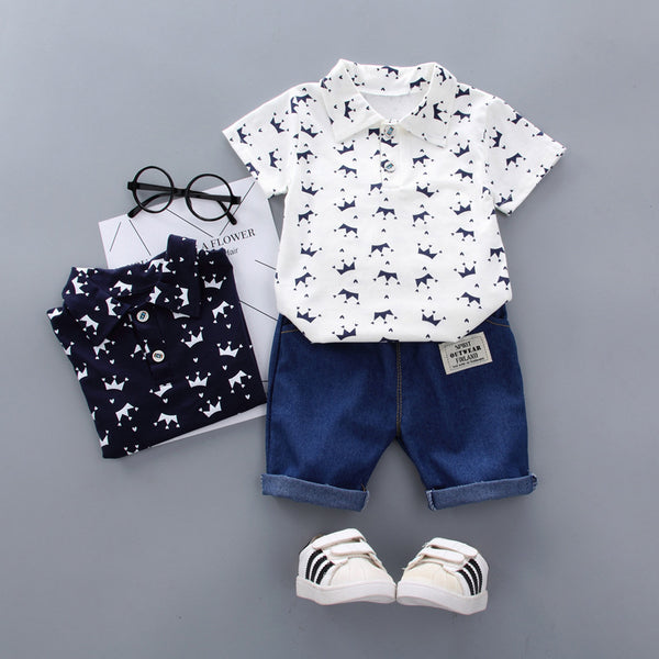 Conjunto Casual de Camisa Manga Corta y Pantalón Estilo Coco