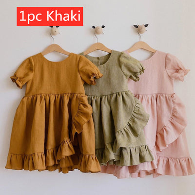 Vestidos Princesa para Niñas - Algodón y Lino con Volantes - Image 6