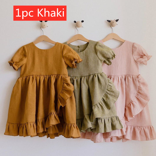 Vestidos Princesa para Niñas - Algodón y Lino con Volantes - Image 6