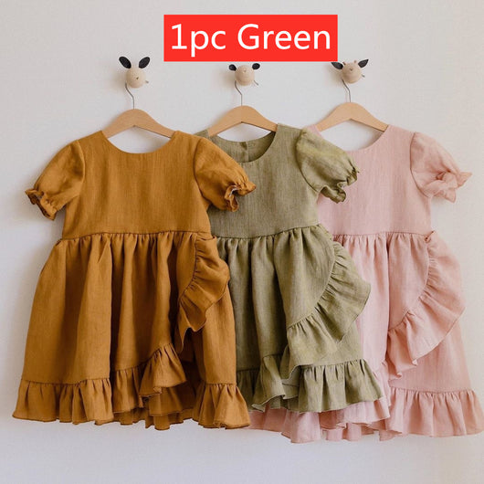 Vestidos Princesa para Niñas - Algodón y Lino con Volantes - Image 7
