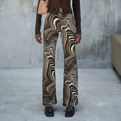 Pantalones Anchos Tejidos con Estampado Retro Ondas de Agua y Degradé de Colores - Image 10