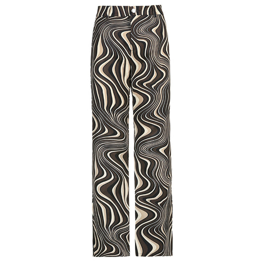 Pantalones Anchos Tejidos con Estampado Retro Ondas de Agua y Degradé de Colores - Image 7