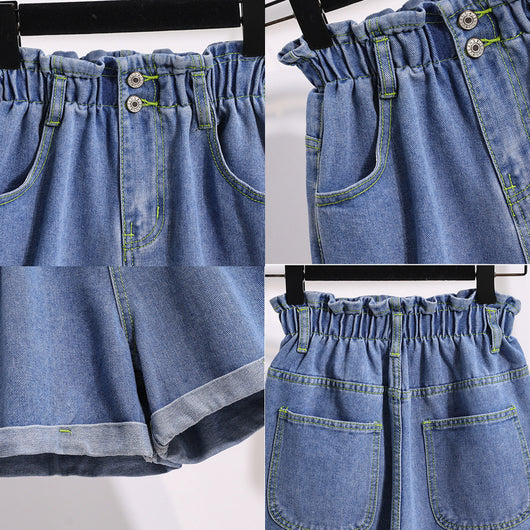 Jeans Cintura Alta Efecto Delavado con Drapeado Elegante - Image 3