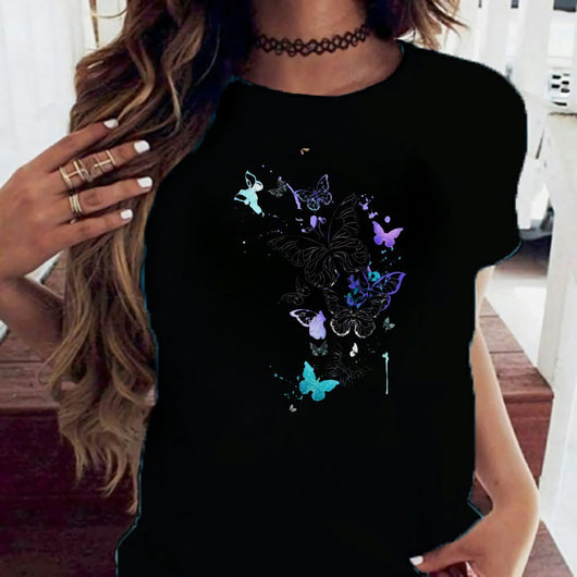 Camiseta Suelta Unisex de Cuello Redondo y Manga Corta