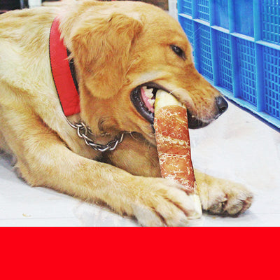 Two packages of chicken-wrapped cowhide roll dog treats, labeled 'Safety Healthy Delicious', on a white background. - Image 5