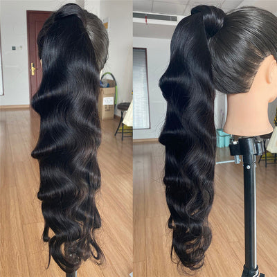 Cola de Caballo Postiza de Cabello Humano Jurchen con Banda Elástica - Image 2