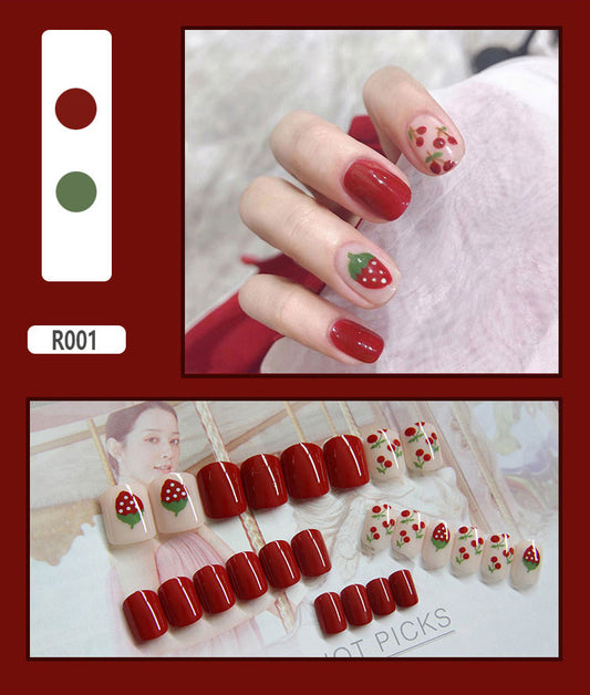24 Uñas Postizas Decoradas con Diseño Mate Esmerilado