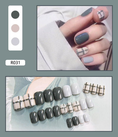 24 Uñas Postizas Decoradas con Diseño Mate Esmerilado - Image 31