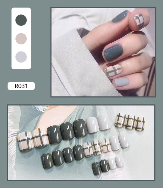 24 Uñas Postizas Decoradas con Diseño Mate Esmerilado - Image 31