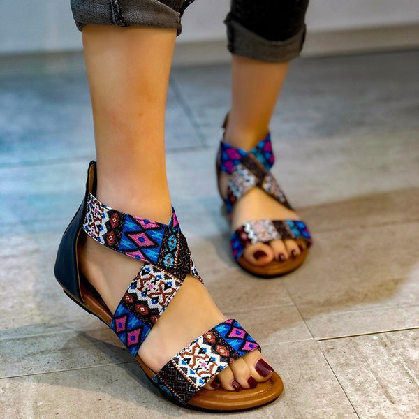 Sandalias Planas Bohemias para la Playa - Estilo Étnico Artesanal