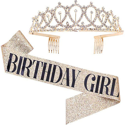 Conjunto de Accesorios Cumpleaños Birthday Girl - Banda de Hombro, Corona y Cinturón en Oro Rosa - Image 29
