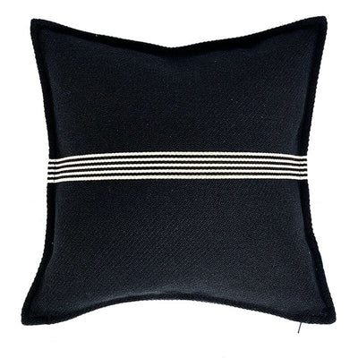 Funda de Almohada de Algodón y Lino con Rayas Geométricas - Image 4