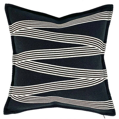 Funda de Almohada de Algodón y Lino con Rayas Geométricas - Image 3