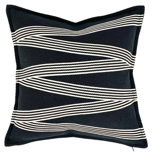 Funda de Almohada de Algodón y Lino con Rayas Geométricas - Image 3