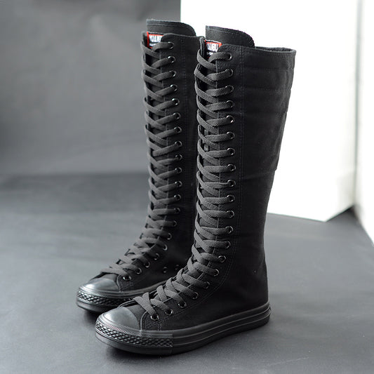 Botas Altas de Lona para Mujer con Cierre de Cremallera - Image 2