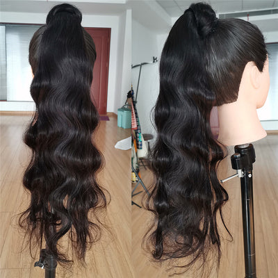 Cola de Caballo Postiza de Cabello Humano Jurchen con Banda Elástica - Image 5
