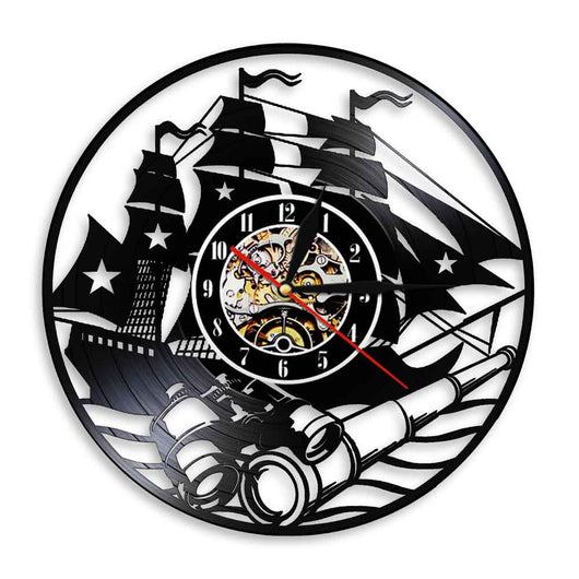 Reloj de Pared Vintage Náutico - Diseño Timón de Yate y Ancla en Vinilo - Image 9