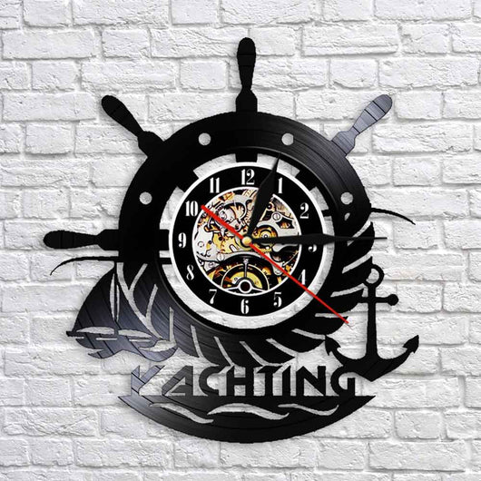 Reloj de Pared Vintage Náutico - Diseño Timón de Yate y Ancla en Vinilo - Image 10