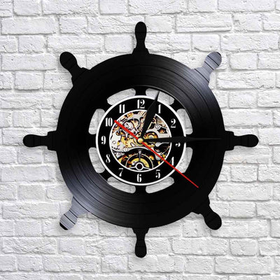 Reloj de Pared Vintage Náutico - Diseño Timón de Yate y Ancla en Vinilo - Image 8