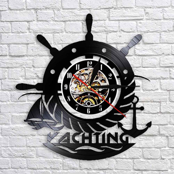 Reloj de Pared Vintage Náutico - Diseño Timón de Yate y Ancla en Vinilo - Image 6