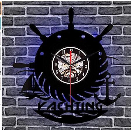 Reloj de Pared Vintage Náutico - Diseño Timón de Yate y Ancla en Vinilo