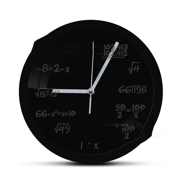 Reloj de Pared LED con Fórmulas Matemáticas - Diseño Moderno Negro