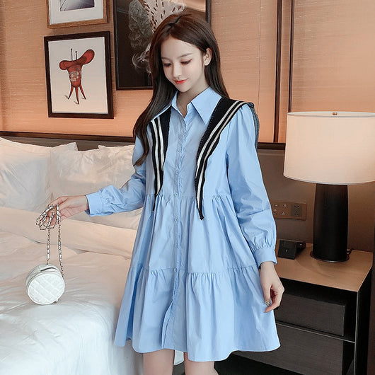Vestido Camisero Plisado de Manga Larga para Mujer - Otoño - Image 4