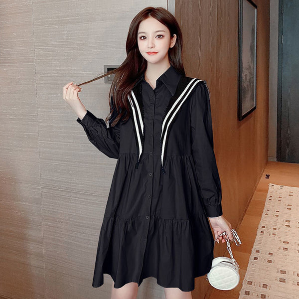 Vestido Camisero Plisado de Manga Larga para Mujer - Otoño - Image 6