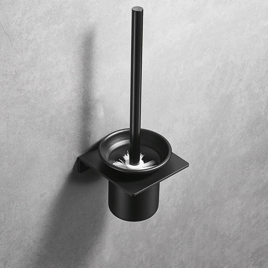 Set de Escobilla de Baño Nórdica Aluminio Negro sin Perforación con Soporte Mural - Image 9