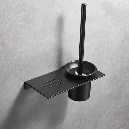 Set de Escobilla de Baño Nórdica Aluminio Negro sin Perforación con Soporte Mural - Image 4