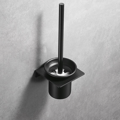 Set de Escobilla de Baño Nórdica Aluminio Negro sin Perforación con Soporte Mural
