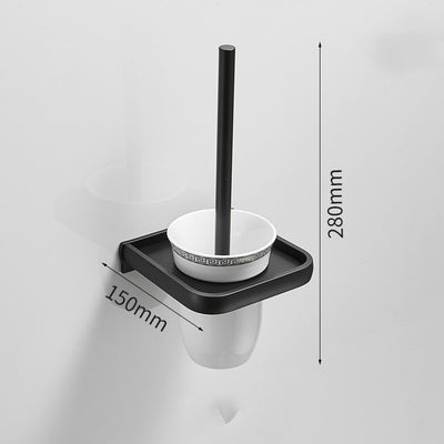 Set de Escobilla de Baño Nórdica Aluminio Negro sin Perforación con Soporte Mural - Image 3