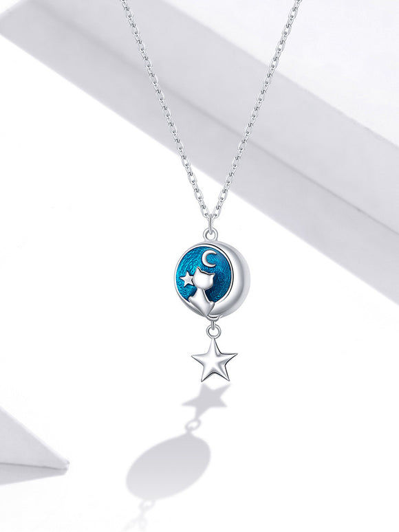 Collar de Gato Lunar Plateado en Plata S925